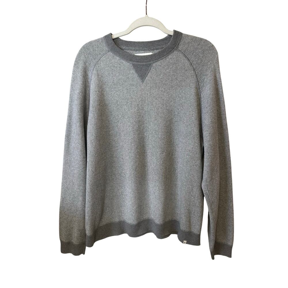 Lucky Brand Crew Neck Sweater Cotton Linen Blend Grey Men's Size Large